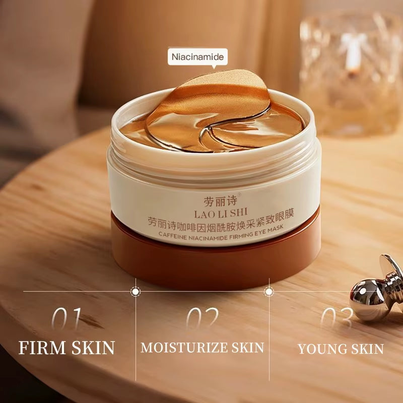 A Box of 60 Caffeine Nicotinamide Radiant and Firming Eye Masks, Rich in Ingredients Beneficial for the Body, Can Be Used on the Entire Face, Releasing Eye Strain at Any Time, Moisturizing, Firming, Alcohol-Free, Suitable for All Skin Types, Unisex