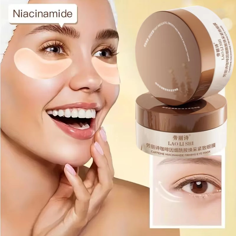 A Box of 60 Caffeine Nicotinamide Radiant and Firming Eye Masks, Rich in Ingredients Beneficial for the Body, Can Be Used on the Entire Face, Releasing Eye Strain at Any Time, Moisturizing, Firming, Alcohol-Free, Suitable for All Skin Types, Unisex